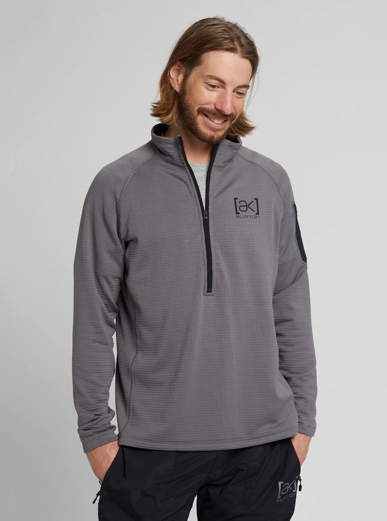 Burton [ak] Helium Power Grid™ Half-Zip Fleece Mikina Panske Tmavo Siva | 37259-PSBY