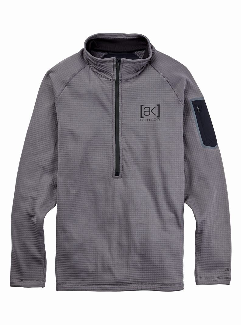 Burton [ak] Helium Power Grid™ Half-Zip Fleece Mikina Panske Tmavo Siva | 37259-PSBY
