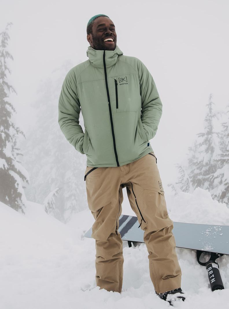 Burton [ak] Helium S Kapucňou Stretch Insulated Zimní Bunda Panske Zelene | 63798-EBIJ