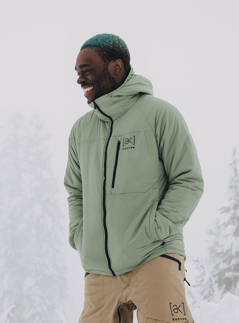 Burton [ak] Helium S Kapucňou Stretch Insulated Zimní Bunda Panske Zelene | 63798-EBIJ