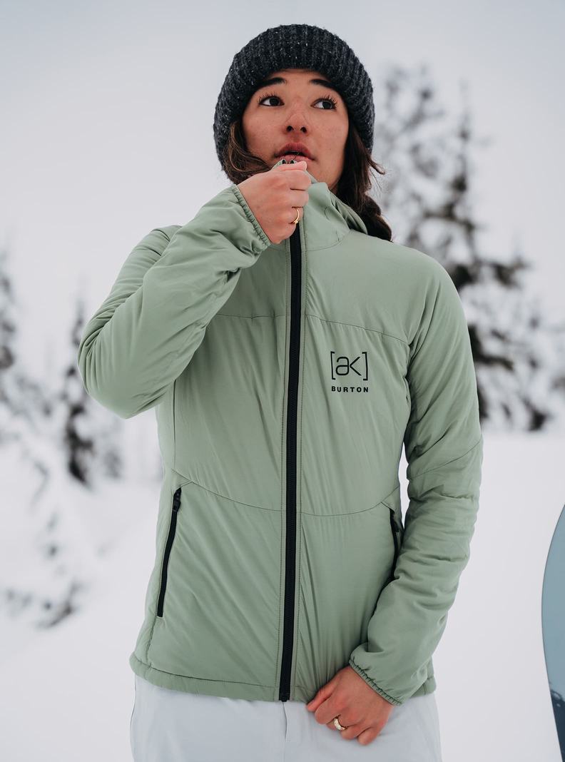 Burton [ak] Helium S Kapucňou Stretch Insulated Zimní Bunda Damske Zelene | 85709-SQKY